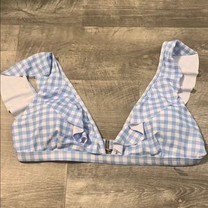 Light blue & white checkered bathing suit top